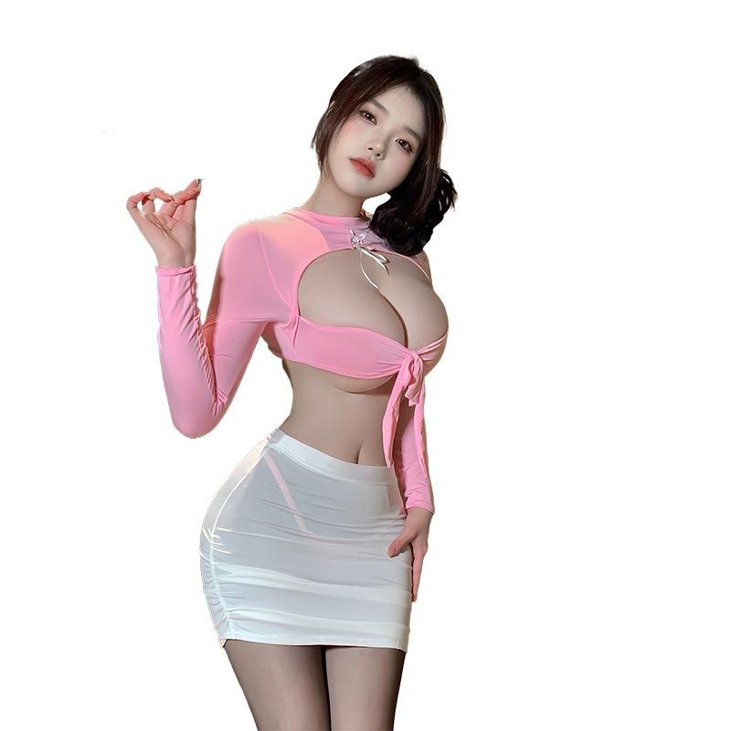 Sexy Lingerie Sexy Secretary Seduction Pure Desire To Show Off the Chest Nightclub Hip Skirt Spice Girl Perspective Professional Play Dress