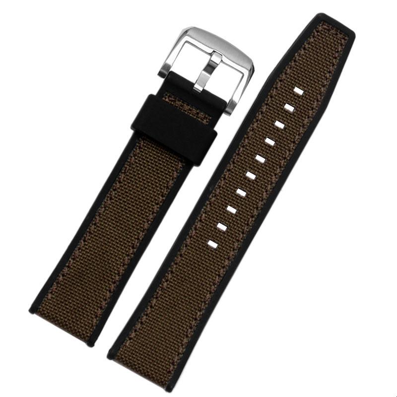 Verdicktes Nylonband mit Silikonkautschuk-Unterseite, 21 mm, 22 mm, für Seiko SUR325P1, Timex, Tissot-Uhrenarmband, Herrenarmband