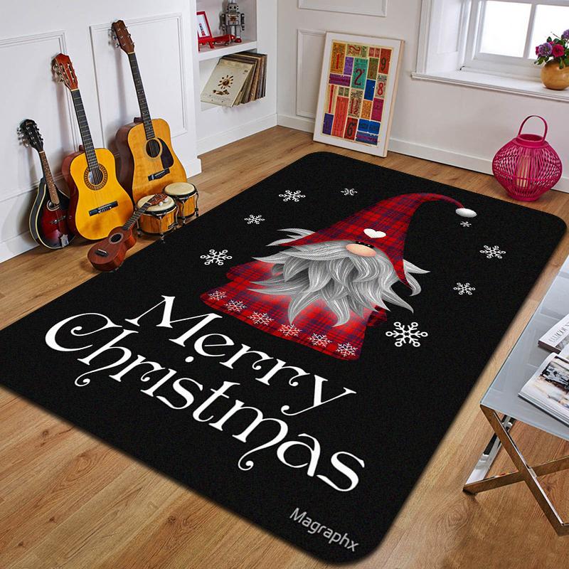 C-Christmas Dwarf Print Carpet Door Mat Living Room Bedroom Non-slip Carpet Home Decoration Floor Mat New Year Gift