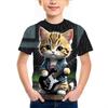 3D-printed matching T-shirts for boys and girls: short-sleeved summer children’s crew-neck tops