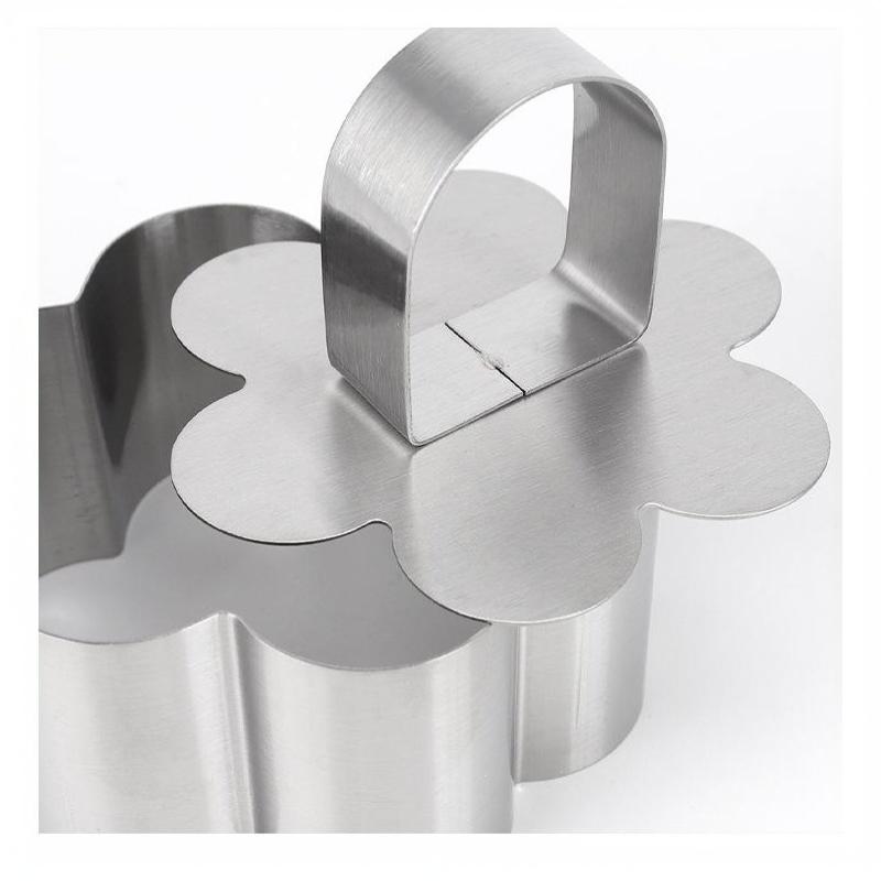 Stainless Steel Mousse Cake Ring Molds with Press Plate 1/4 Pcs Multi Shapes for Commercial Bakery Dessert Making