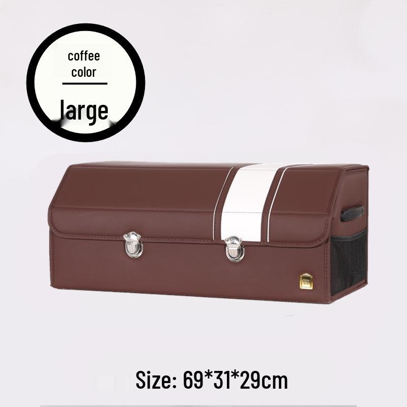 Leather Car Trunk Organizer: Foldable Interior Storage Box and Decorative Accessory.