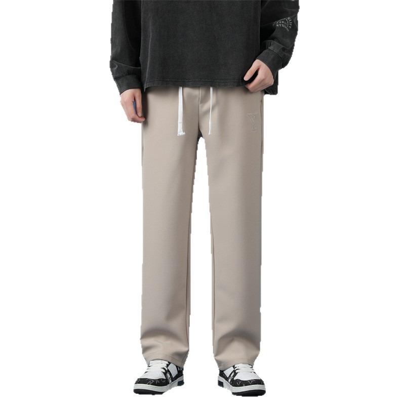 Pants Men's Spring and Autumn New Men's Casual Pants Loose Straight Pants Long Pants Wide Leg Sports Blue Drawstring Men's Pants