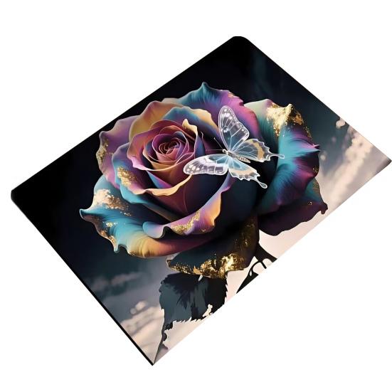 Yousheng 3D Rose Bathroom Rug Realistic Rose And Butterflies Floor Mat Absorbent Non-Slip Rug for Entrance Kitchen Bedroom Living Room