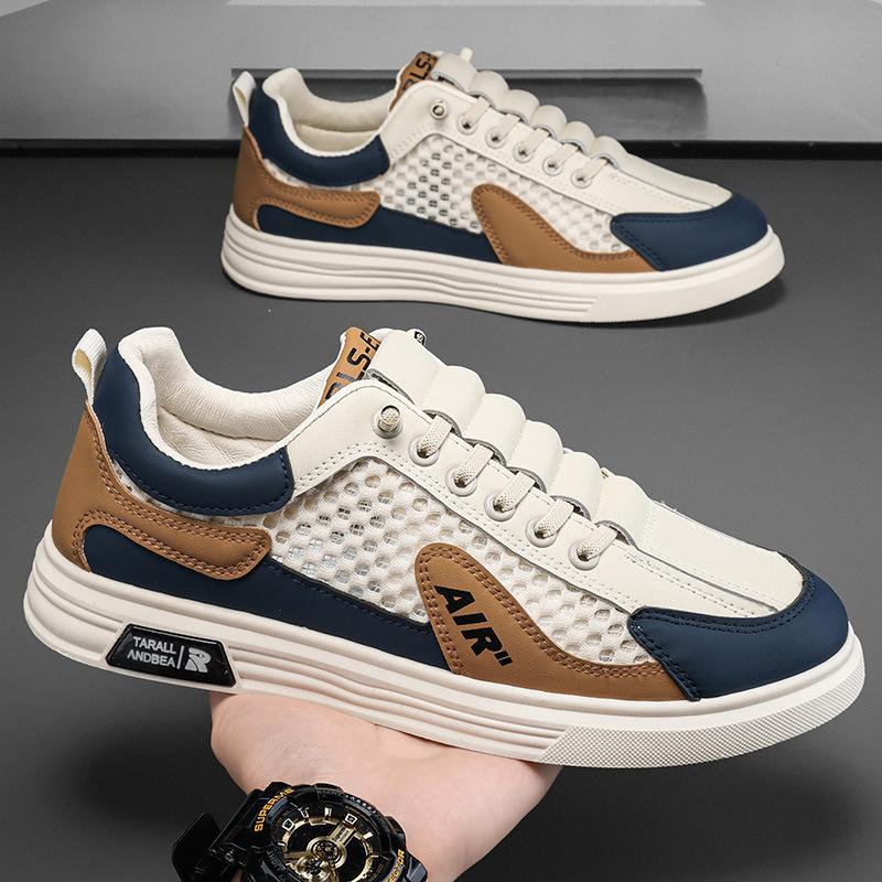 2025 versatile new summer breathable net shoes men's mesh casual white shoes sports thick baseplate shoes tide