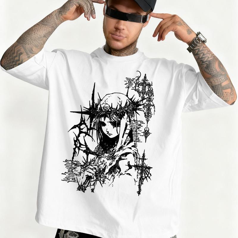 Gothic Dark Style Image Unisexs Trend YK Tshirt Summer New Item Unisex Casual Tshirt