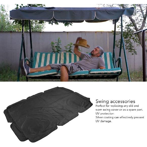 Outdoor Swing Canopy Waterproof Porch Top Cover Replacement Proof for Patio Yard Chair (Black)