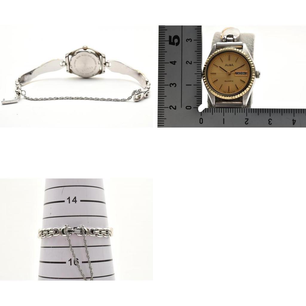Used Good Condition SEIKO Alba V248-0100 Quartz Day Date Gold Dial Stainless Steel x Gold Color 1990's Ladies Watch Working Item