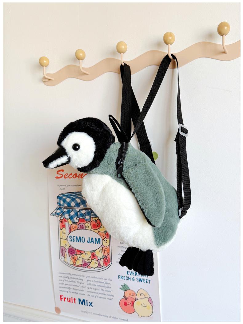 Large Capacity Cartoon Penguin Plush Backpack - Cute & Versatile for Kids