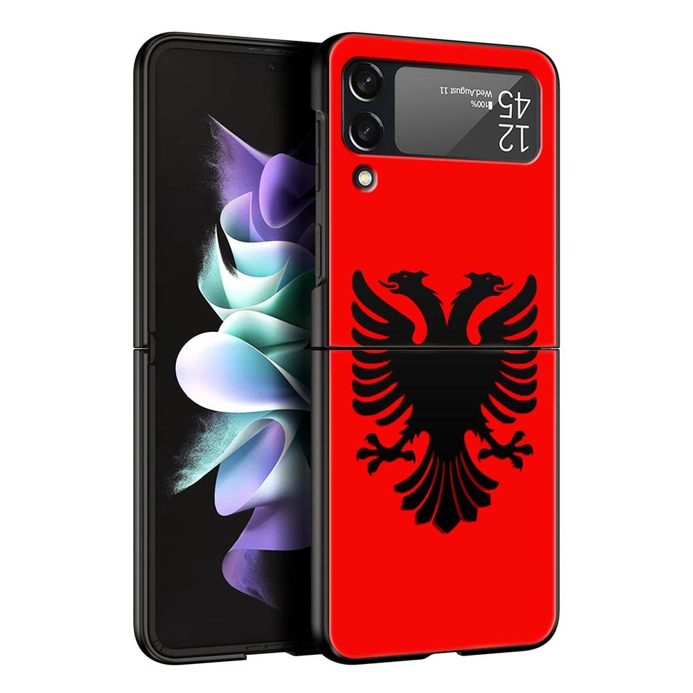 Albania Flag Phone Case for Samsung Galaxy Z Flip 3 4 5 Folding Mobile Black Shell For Samsung Z Flip3 Flip4 Flip5 PC Hard Cover