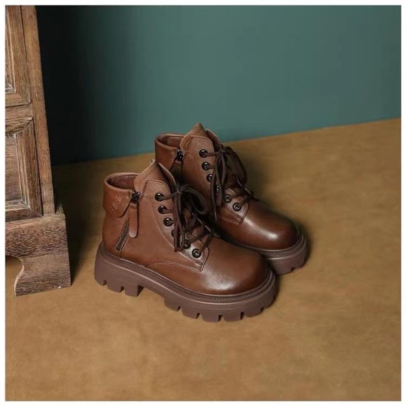 Nouvelles bottes de locomotive marron style britannique automne et hiver cuir souple antidérapantes rétro chaudes bottines courtes bottes Martin