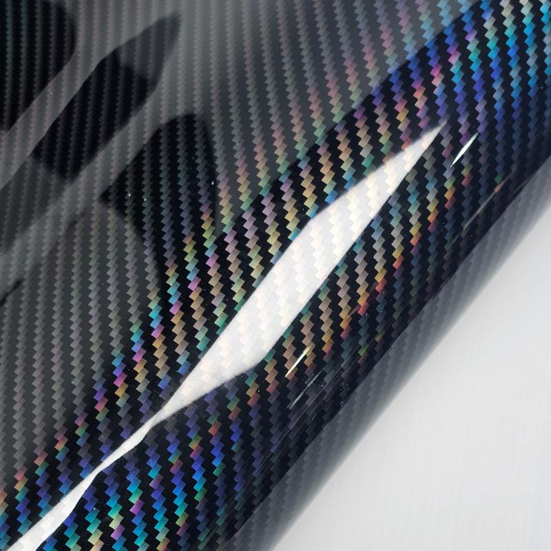 Aufkleber für Autoaufkleber Hochglänzend Regenbogen Kohlefaser Schwarz Klebevinyl für Motorrad-Außenzubehör Automobile
