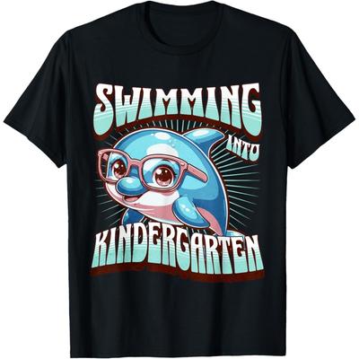 Swimming Into Kindergarten Cute Dolphin Back To School Kid T-Shirt