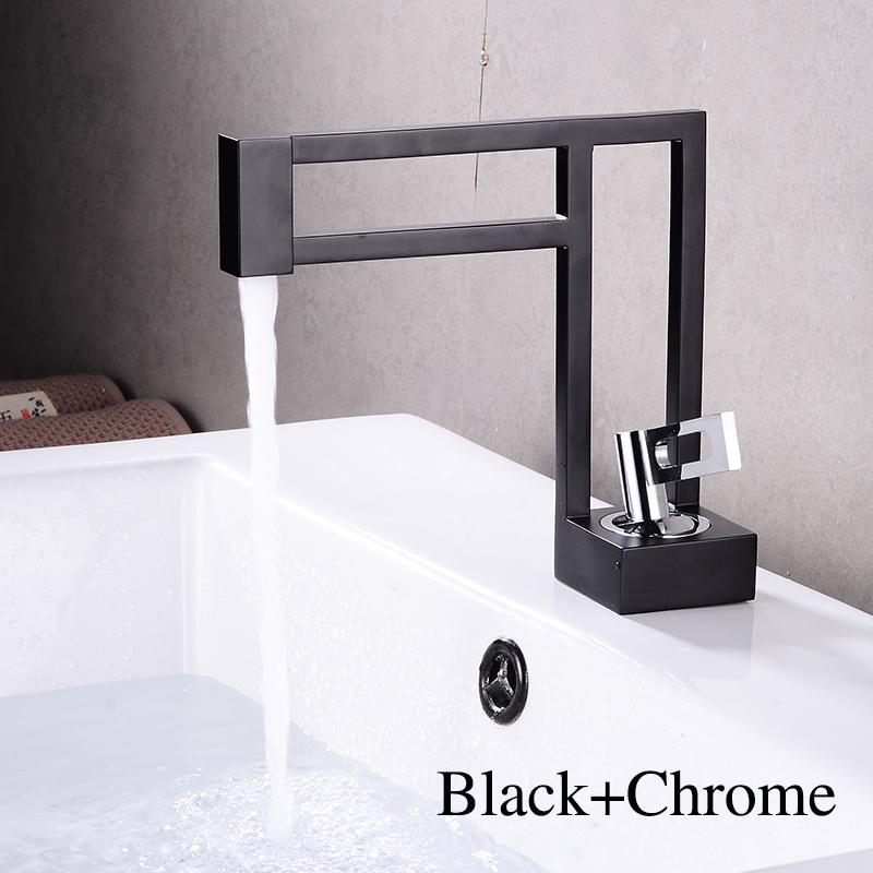 BAKALA Modern Basin Faucets Black Sink Mixer Taps Brass Bathroom Taps Square Vessel Sink Faucet Black Basin Mixer Cold Hot Water