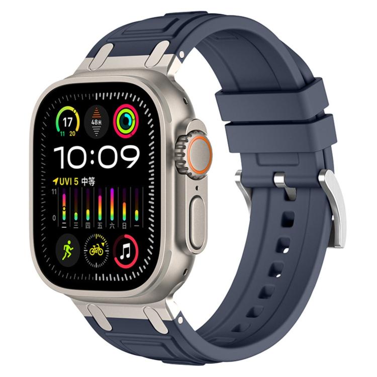 Triple-Layer Armour Silicone Sport Watch Band For Apple Watch 49mm/46mm/45mm/44mm, Adjustable Protective Replacement Wrist Strap