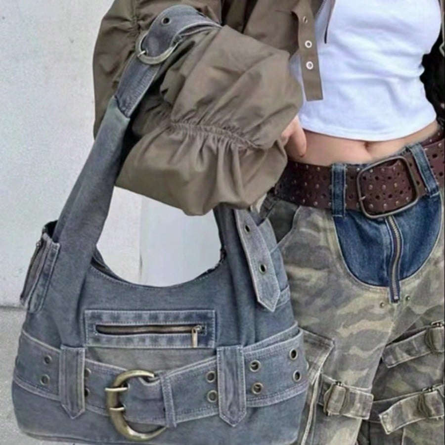 Vintage Dames Onderarm Schoudertas Grote Capaciteit Forenzen Messenger Bag voor Dames gray