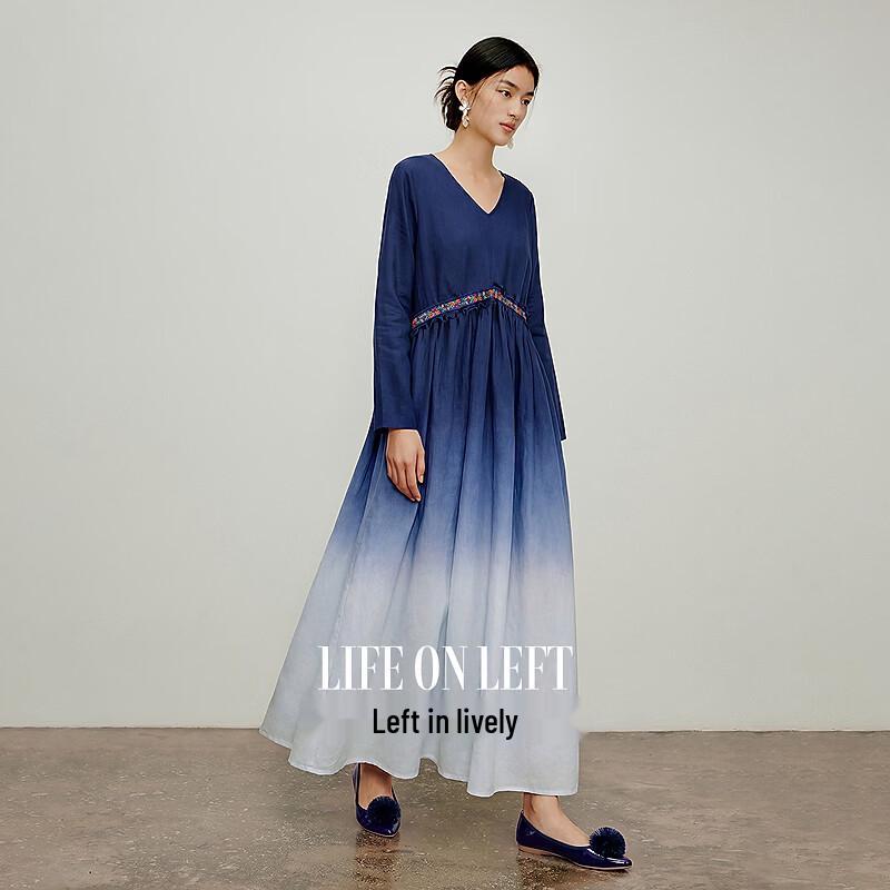 Life Left Gradient Blue Embroidered A-Line Dress