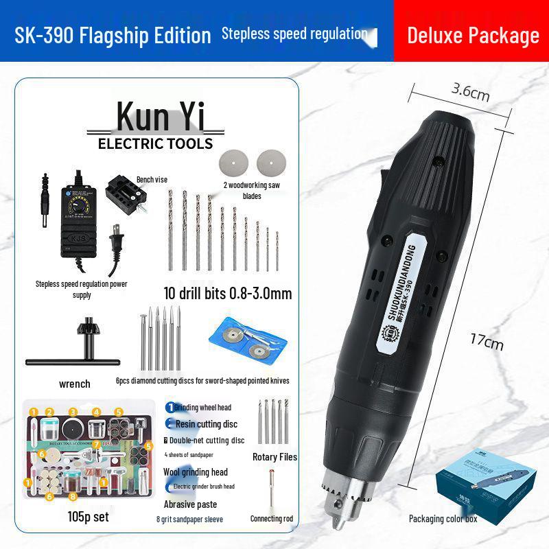 High-Power Variable Speed Knurled Electric Handheld Grinder & Drill