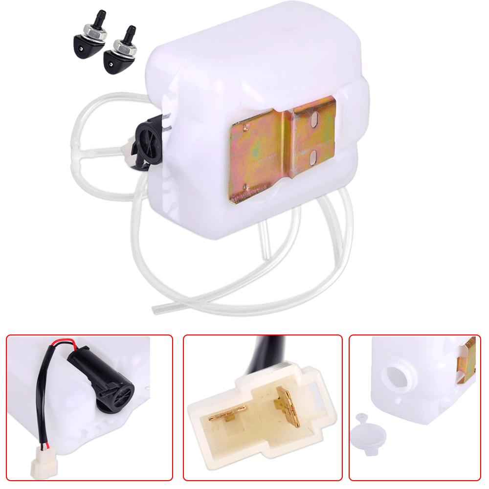 Universal 12V Metal White Car 2 Pin Windshield Washer Reservoir Pump Bottle Tank Kit Jet Switch Clean Tool For Classic Cars