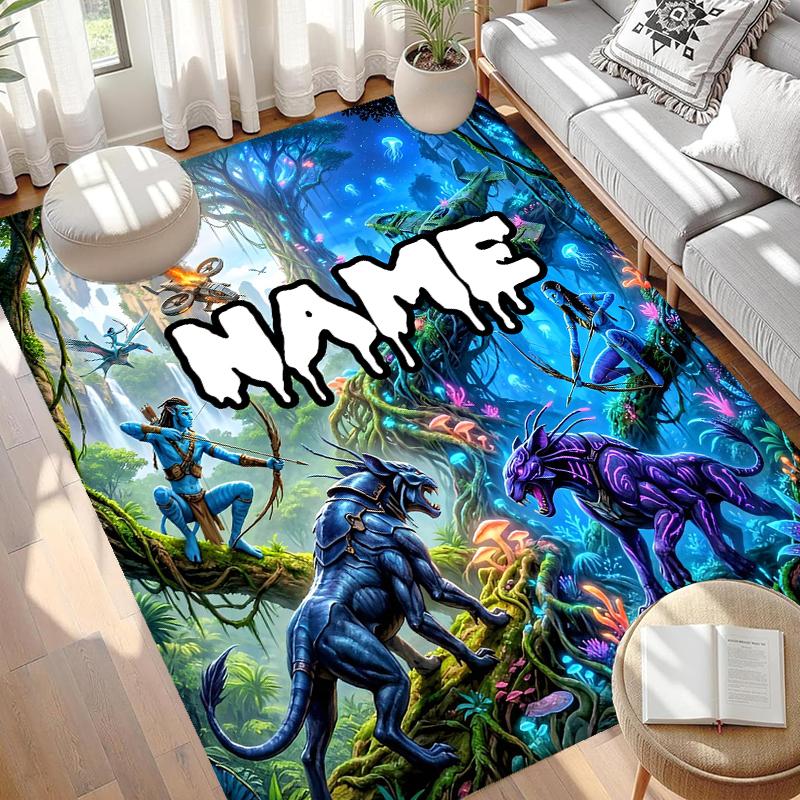 Custom Name Personalized Avatar Print Carpet, Versatile Home Decor Rug, for Playroom, Apartment, Balcony, Entryway, Hallway Gift
