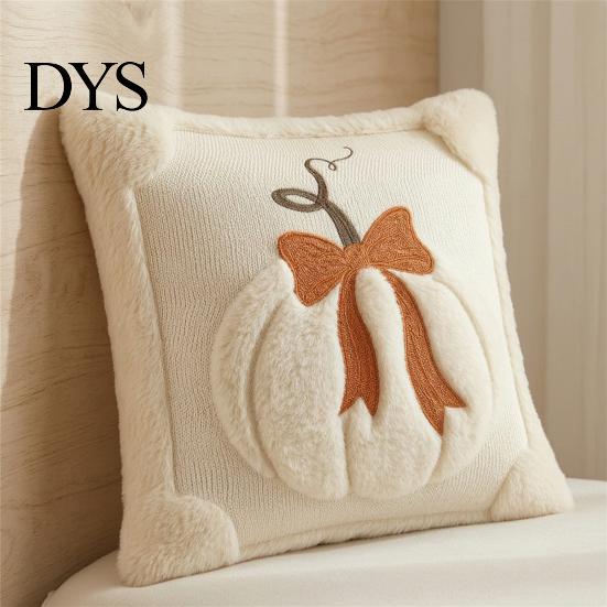 Retro Farmhouse Cushion Covers Pumpkin Cover, Plush Embroidered Bow Throw Pillow 18 Decorative Cover for Thanksgiving x Inch Soft Autumn Case