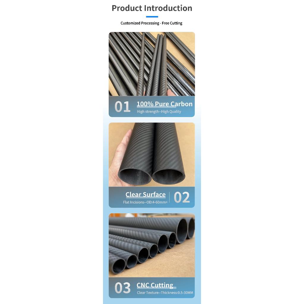 3k Carbon Fiber Tube Twill Matte OD18 20 21 22 23 24 25 26 27 28 29 30 32 35mm Length 1000mm Drone AccessoriesCarbon Fiber Tube