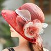 Hat Women's Summer Versatile Retro Organza Small Edge European and American Wind Hat Two-color Flower Sun Hat Sun Protection Top Hat