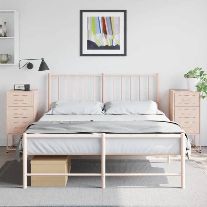 VidaXL Tables de chevet 2 pcs rose 36x39x78 cm acier, armoire, armoire latérale, meuble de chambre à coucher, table de 846581