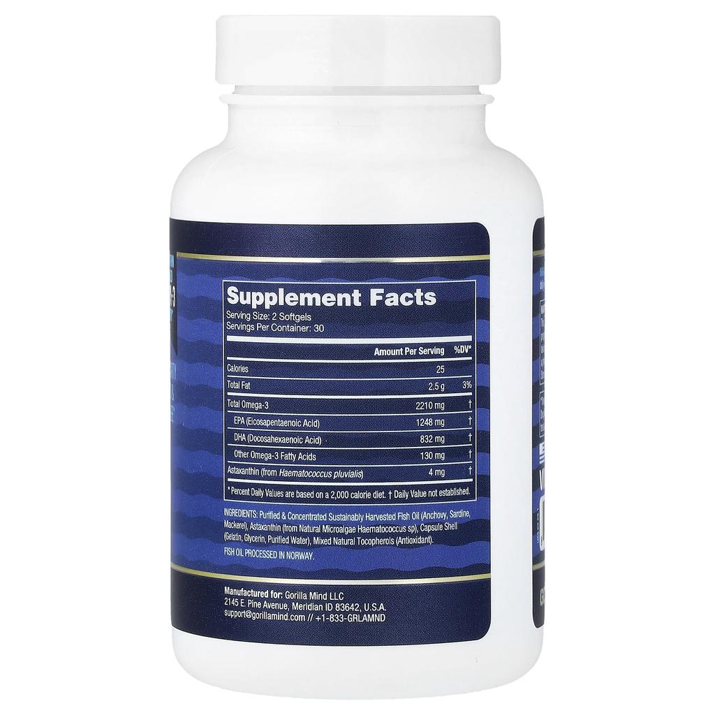 Gorilla Mind, Omega-3 Elivir™, 60 Softgels