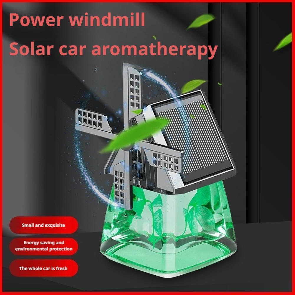 Windmill Aromatherapy Solar Car Air Freshener Solar Powered Rotating Car Interior Aromatherapy Oil Auto Decor Essential F3X1
