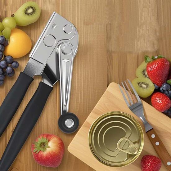 Kommersiell Burköppnare Rostfritt Stål Handhållen Burköppnare Enkel Öppning Flasköppnare Rostskyddad Tvättbar Manuell Burköppnare för Burk och Flaskor