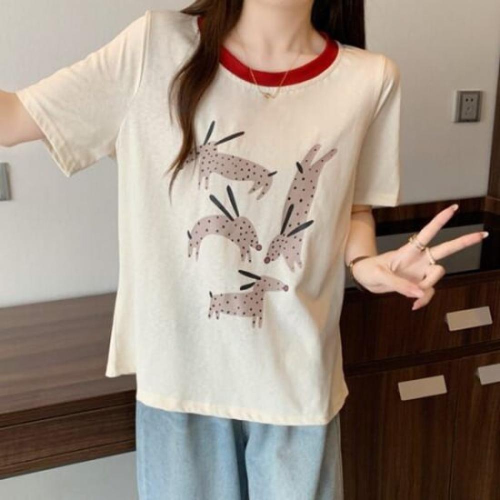Navava Dog PrinTing ShorT Sleeve T shirT nT2457