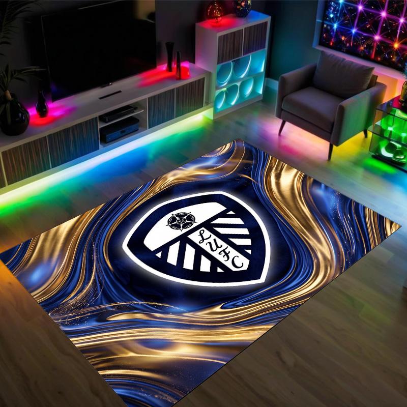 Leeds United Football Design Crystal Velvet Carpet Cozy Non?Slip Printed Rug For Bedroom Living Room Entrance