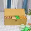 Dustproof Hand Woven Storage Baskets Rectangular Rattan Divider Storage Box  Wardrobe