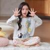 Girls Cotton Pajama Set Long Sleeve Round Neck Cartoon Print Sleepwear Kids Teens Home Wear