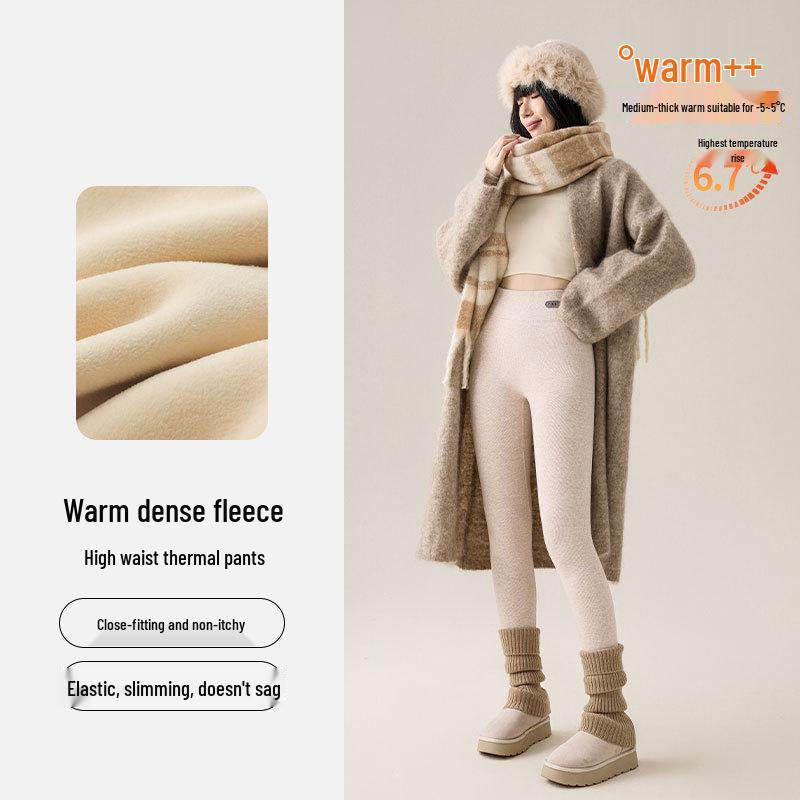 

Women s High-Waisted Seamless Cotton Base Layer Pants - Plus Size, Warm, Slim-Fit, 9/10 Length XL