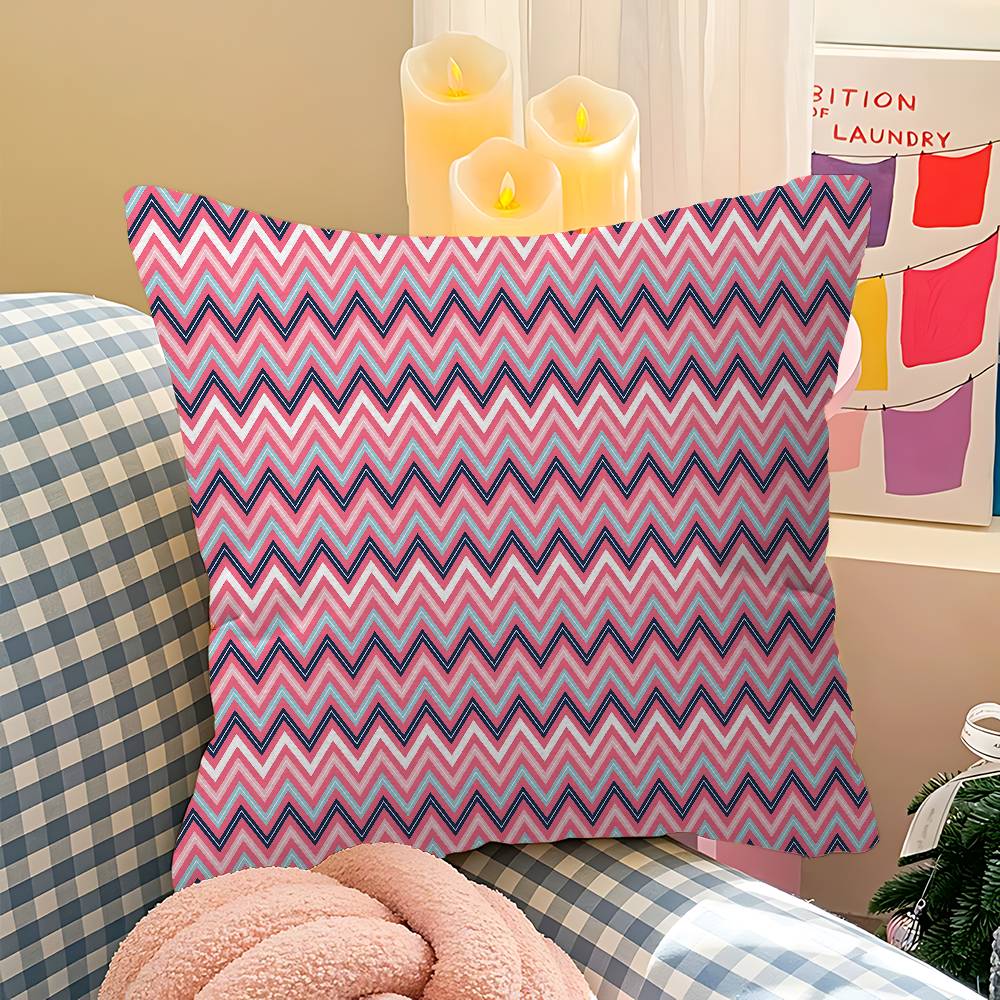 Geometric Zig Zag Wav Personalized Pillow Cover Kids Bedroom Wild Party Decor Pillowcase Kid Birthday Shower Gift