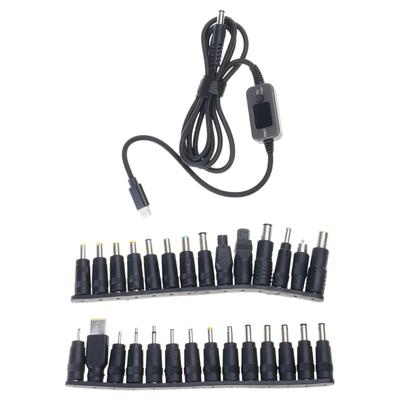 Adjustable Voltages USB C To DC5525 Charging Cable PD100W With 28 Conversion Heads For Laptops Routers And Electronics