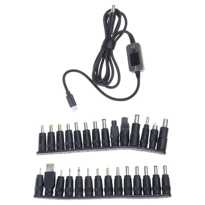 

Adjustable Voltages USB C To DC5525 Charging Cable PD100W With 28 Conversion Heads For Laptops Routers And Electronics 1