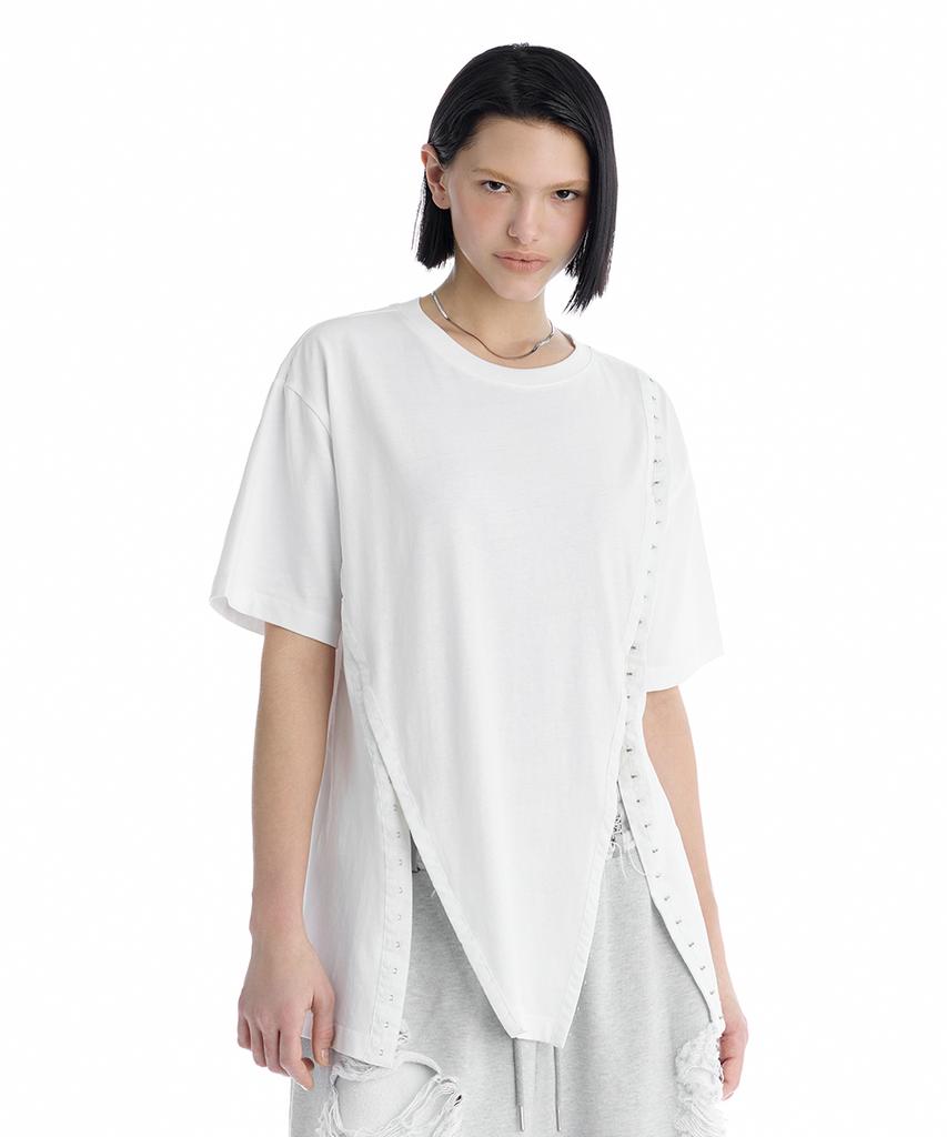 Teulimingbeodeu Hook And Eye Boxy T-Shirts [ White ]