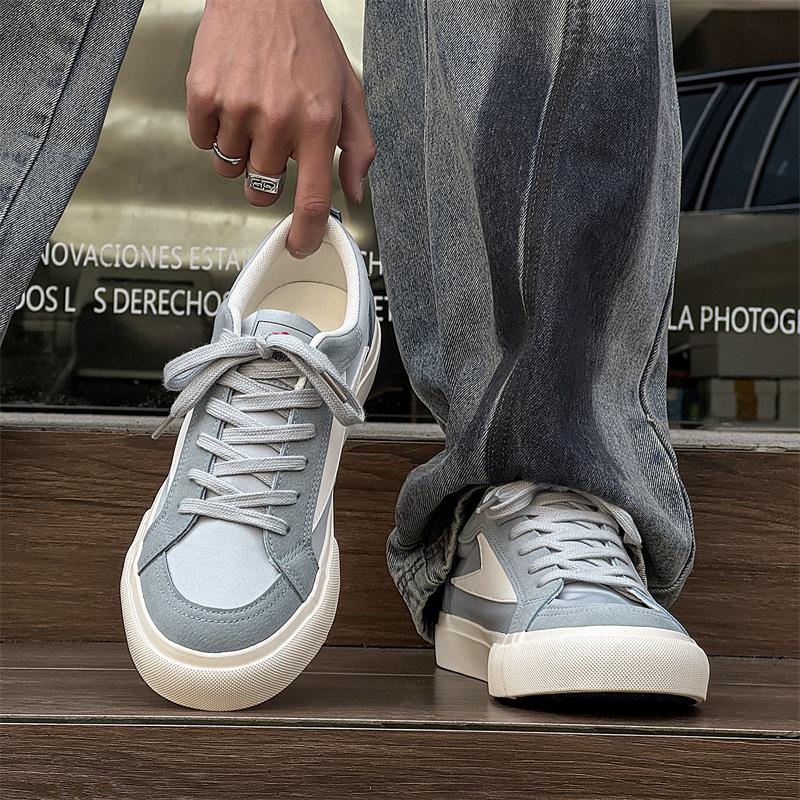 Fashion 2025 Men's Canvas Flat Shoes Casual Vulcanizing Breathable Thick-soled Youth Cricket Student Trend Board Comfort Skateboard Shoe