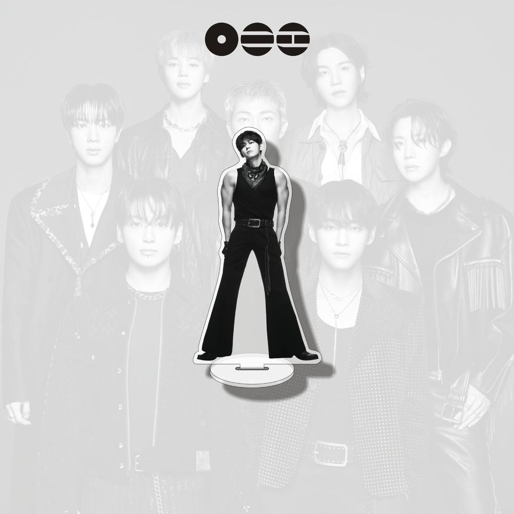 BTS World Tour Acrylic Standee, Black & White Rock Style Member & Group Figure Display Stand, Kpop ARMY Fans Desk Decor