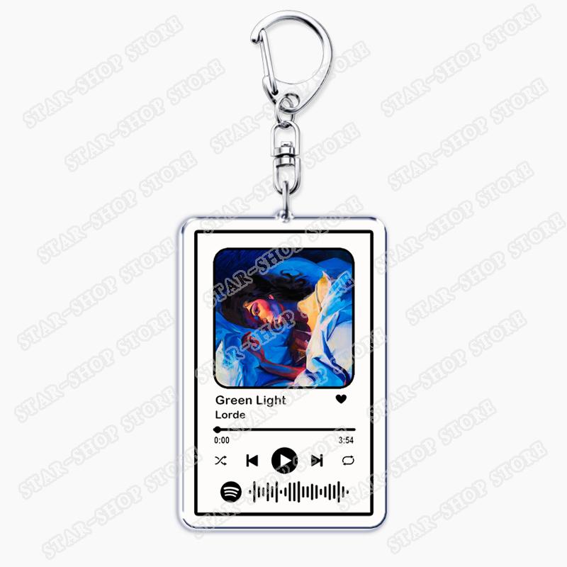 

Popular Singer Lorde Keychains for Women Accessories Bag Hot Songs Royals Team Ribs Music Code Keying Jewelry Fans Friends Gifts світло-зелений колір