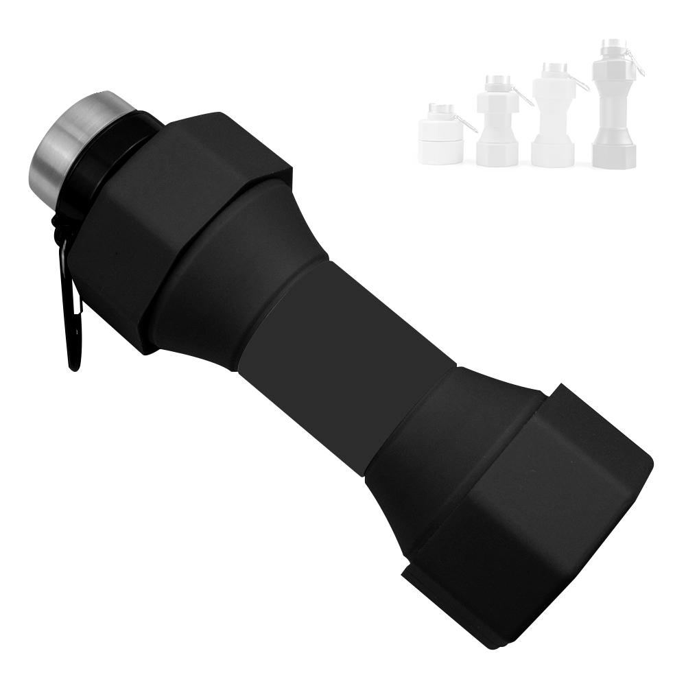 

Спортивная силиконовая бутылка для воды большой емкости 650 мл, многофункциональная складная бутылка для воды с гантелями чёрный