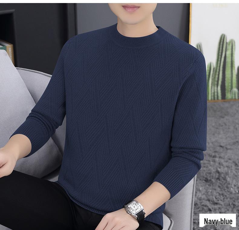 Men's Lyocell Wool Crew Neck Sweater - Warm, Light, Mature Style Knitwear