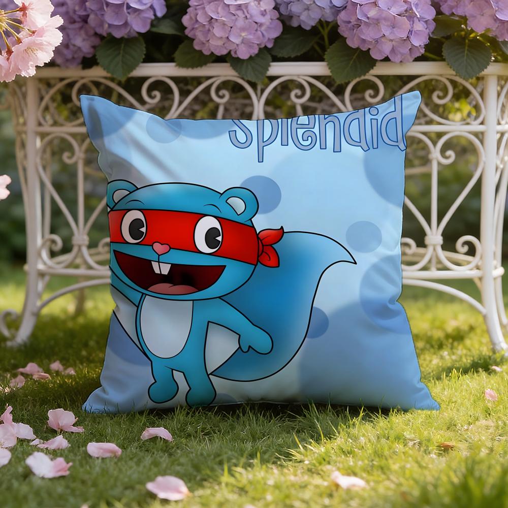 Anime H-Happy Tree F-Friends Cushion Cover Home & Car Dual-Scene Pillow Cover: Reversible for Premium Comfort