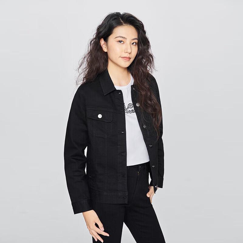 Lee Women's Black Standard Fit Denim Jacket