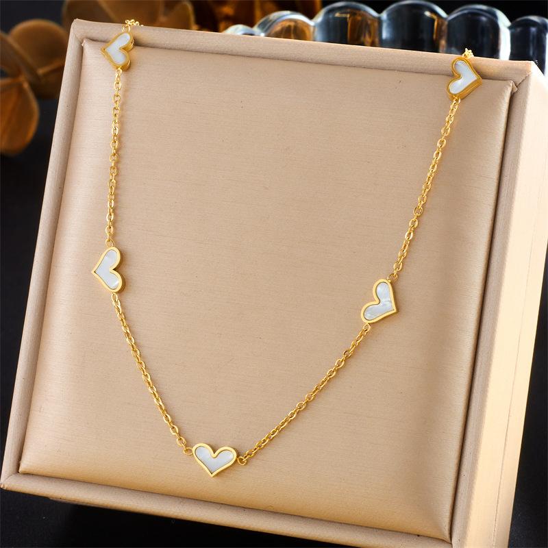 Ladies Elegant Love Heart Necklace Earring Jewelry Set 2 in 1
