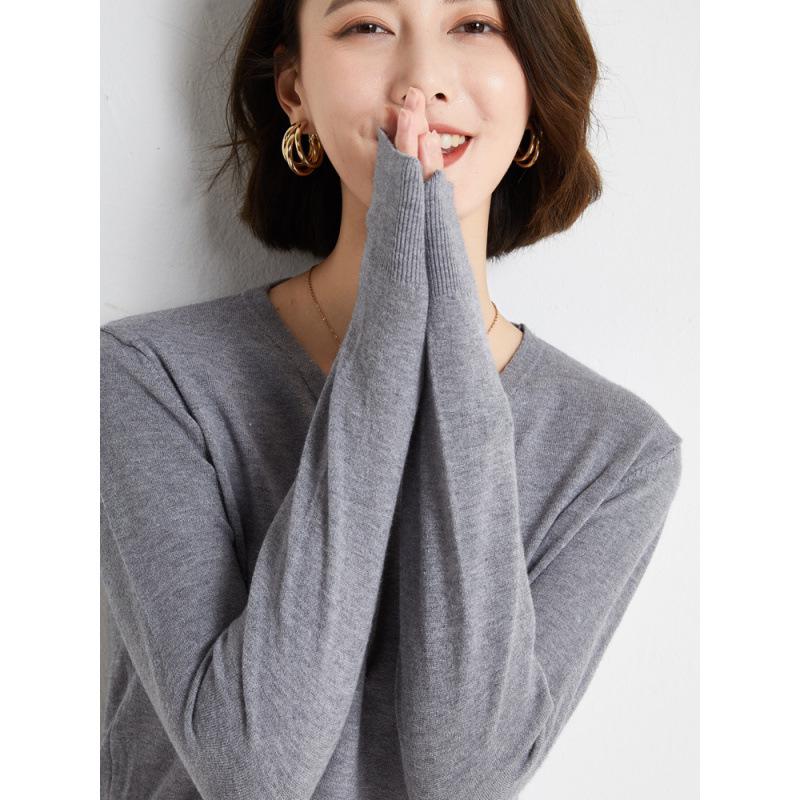 Women's Early Autumn V-Neck Long-Sleeve Loose Pullover Sweater