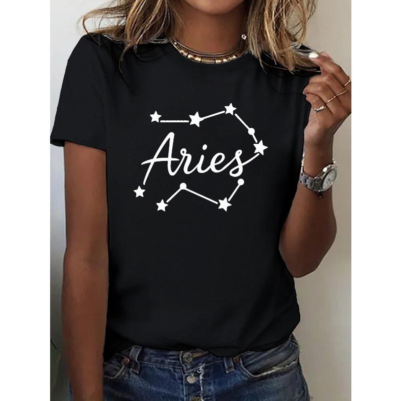 constellation Aries Cotton women s T-shirt with comfortable fit S чёрный